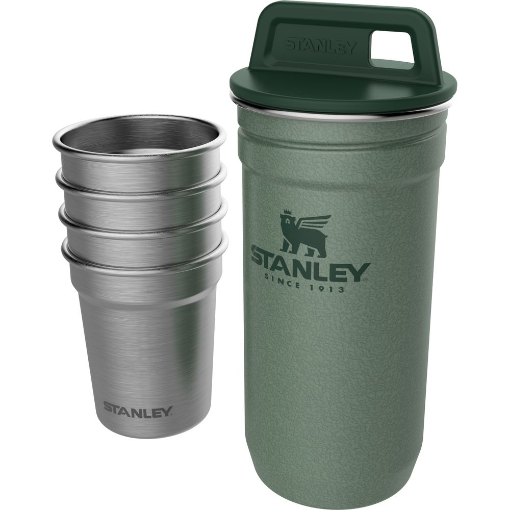 Stanley Stanley Stainless Steel Shot Set 10-01705-039 drinkflessen en thermosflessen Stanley Stainless Steel Shot Set Hammertone Green 10-01705-039 drinkflessen en thermosflessen online bestellen bij Kathmandu Outdoor & Travel
