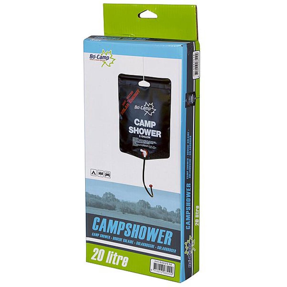 Bo-Camp Solar Douche 20L Zwart 6603510 wassen online bestellen bij Kathmandu Outdoor & Travel