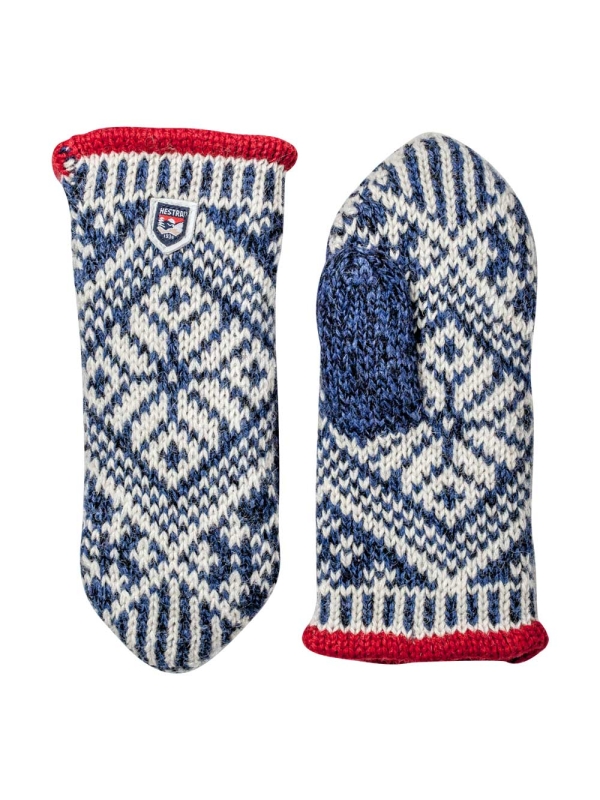 Hestra Nordic Wool mitt Medium Blue / Off White Hestra Nordic Wool mitt Medium Blue / Off White