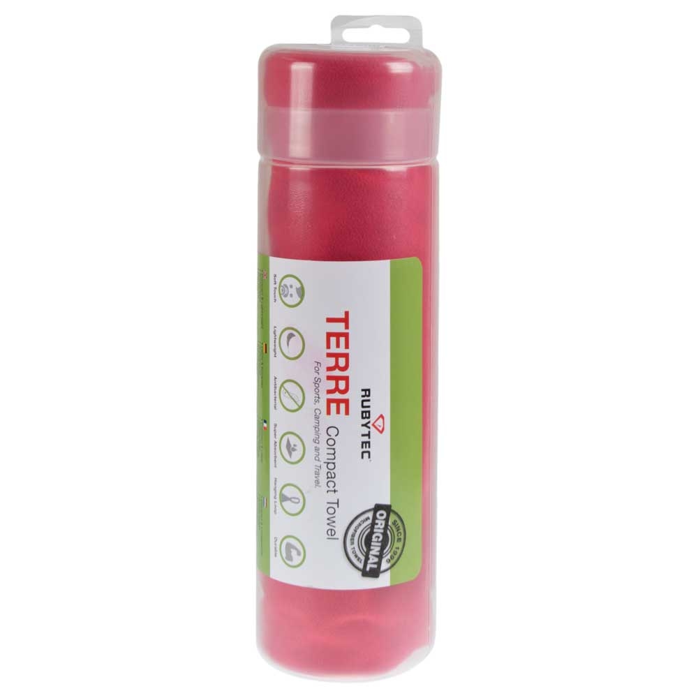 Rubytec Terre Compact Towel Large RED RU10820L toiletartikelen online bestellen bij Kathmandu Outdoor & Travel