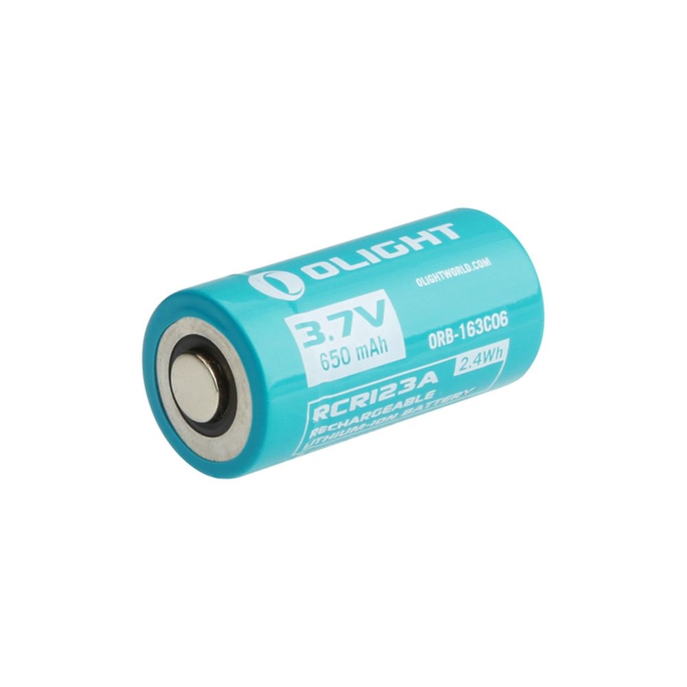 Olight Rechargeable Lithium-ion RCR123A 3,7V 650mAh . OL RCR123A 650mAh energie & electronica online bestellen bij Kathmandu Outdoor & Travel