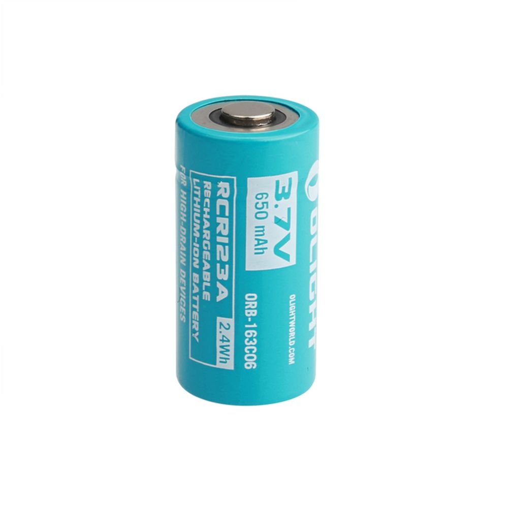 Olight Rechargeable Lithium-ion RCR123A 3,7V 650mAh . OL RCR123A 650mAh energie & electronica online bestellen bij Kathmandu Outdoor & Travel