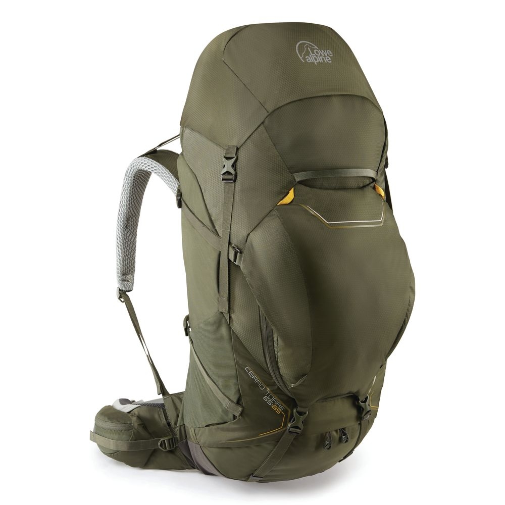 Lowe Alpine Cerro Torre 65:85 M/L Dark Olive FBQ-01-DO-65 trekkingrugzakken online bestellen bij Kathmandu Outdoor & Travel