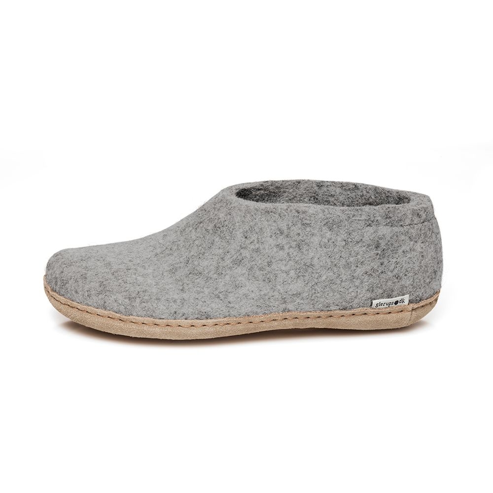 Glerups Glerups Shoe Leather A-01 Grey pantoffels en huissokken Glerups Shoe Leather Grey A-01 Grey pantoffels en huissokken online bestellen bij Kathmandu Outdoor & Travel