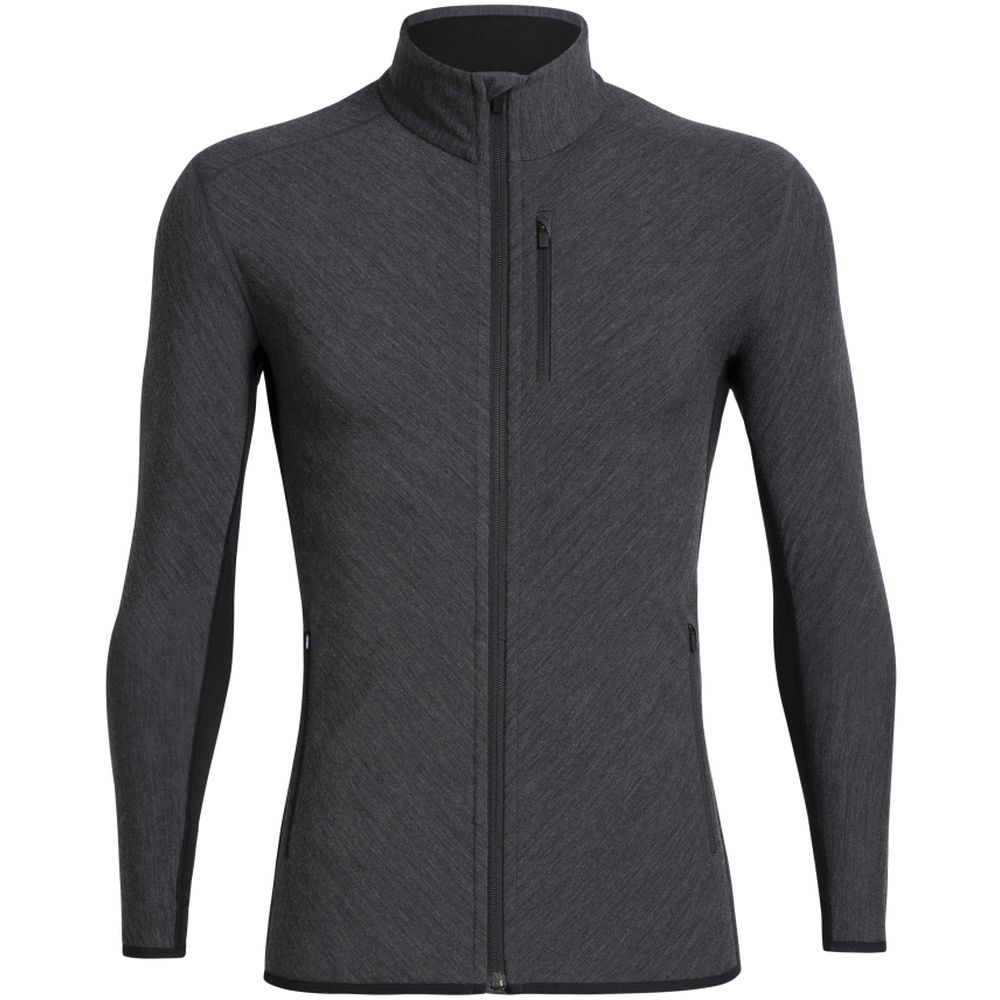 Icebreaker Descender Long Sleeve Zip Jet hthr/Black 104853-A01 fleeces en truien online bestellen bij Kathmandu Outdoor & Travel