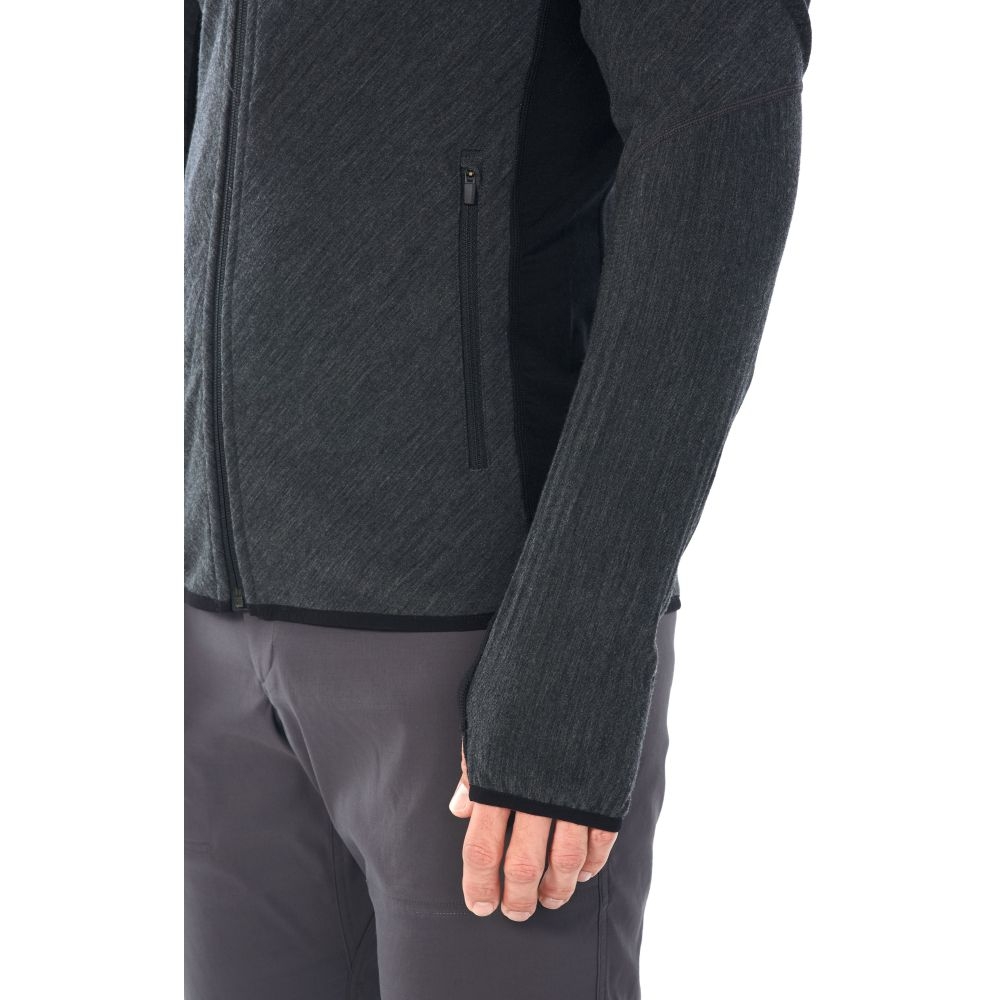 Icebreaker Descender Long Sleeve Zip Jet hthr/Black 104853-A01 fleeces en truien online bestellen bij Kathmandu Outdoor & Travel