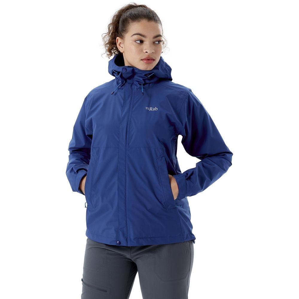 Rab Rab Downpour Eco Jacket Women's QWG-83-NB jassen Rab Downpour Eco Jacket Women's Nightfall Blue QWG-83-NB jassen online bestellen bij Kathmandu Outdoor & Travel
