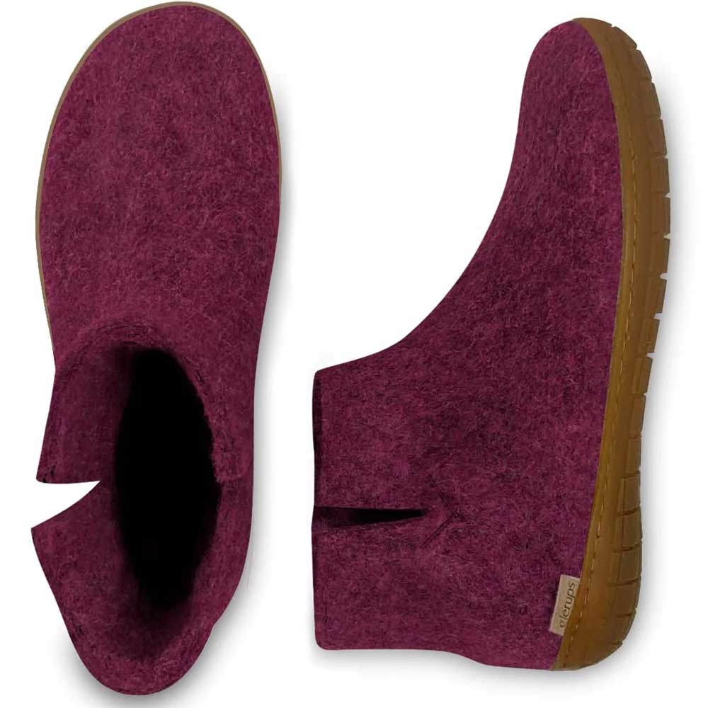 Glerups Boot Rubber Cranberry GR07-cranberry/HNRU pantoffels en huissokken online bestellen bij Kathmandu Outdoor & Travel