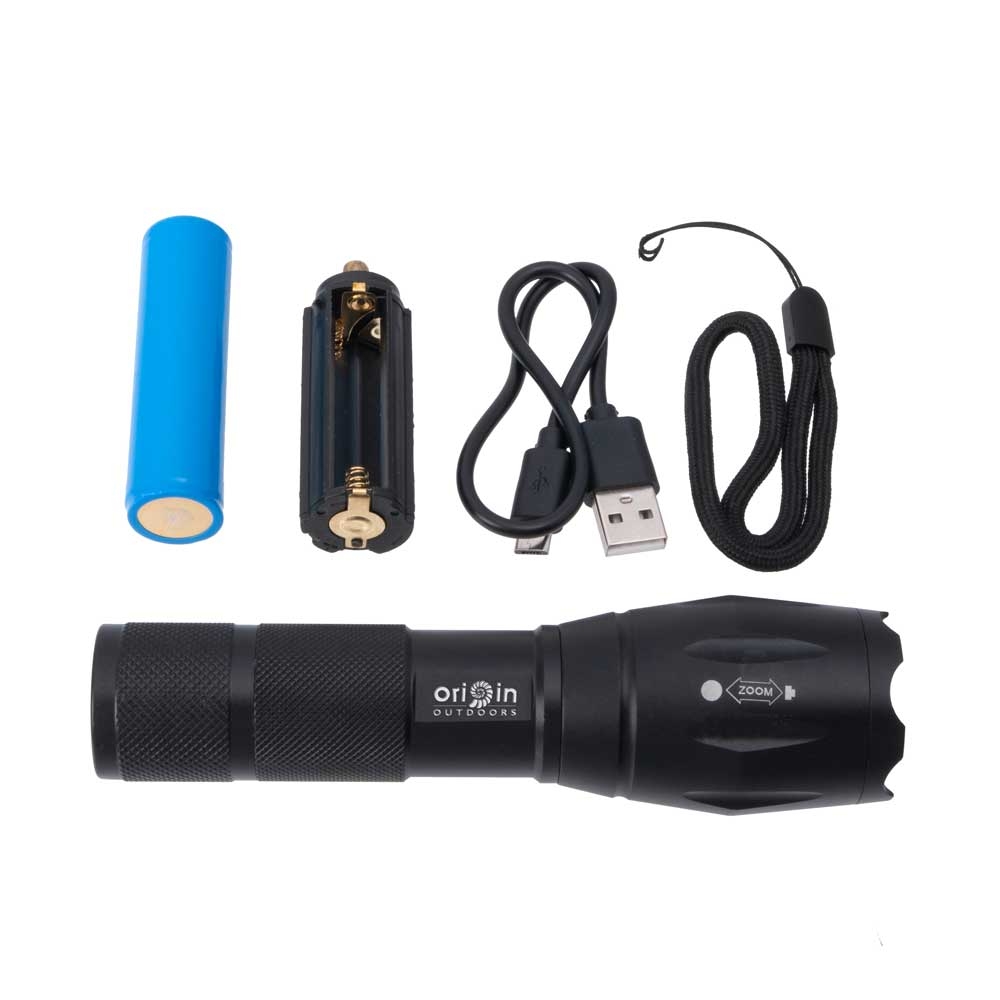 Origin Outdoor Origin Outdoor LED Flashlight 500 lumen 500505 verlichting Origin Outdoor LED Flashlight 500 lumen Zwart 500505 verlichting online bestellen bij Kathmandu Outdoor & Travel