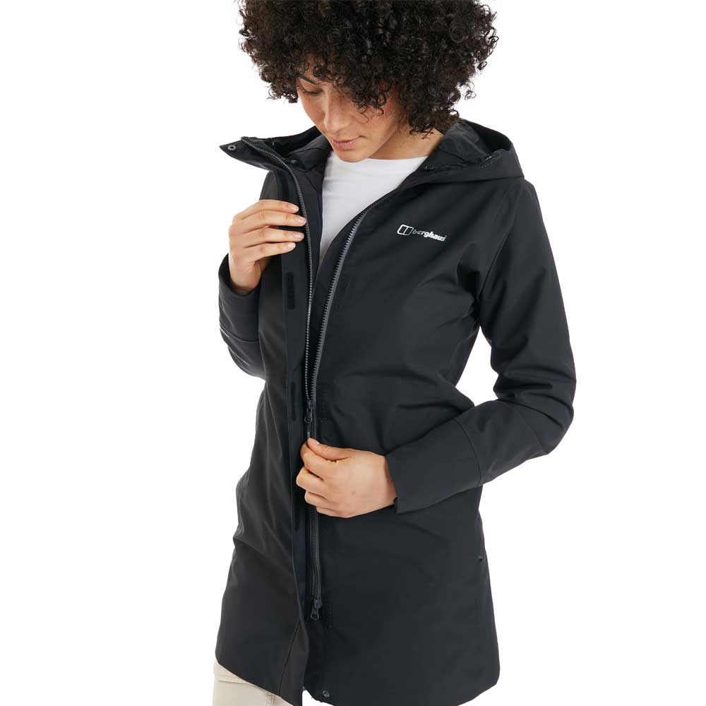 Berghaus Berghaus Omeara Long Jacket Women's A001056-BP6 jassen Berghaus Omeara Long Jacket Women's Jet Black A001056-BP6 jassen online bestellen bij Kathmandu Outdoor & Travel