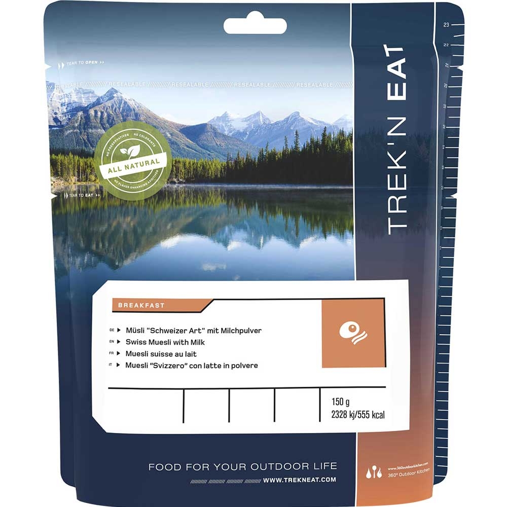 Trek n Eat Swiss Muesli with Milk . TR30101005 maaltijden en voedsel online bestellen bij Kathmandu Outdoor & Travel