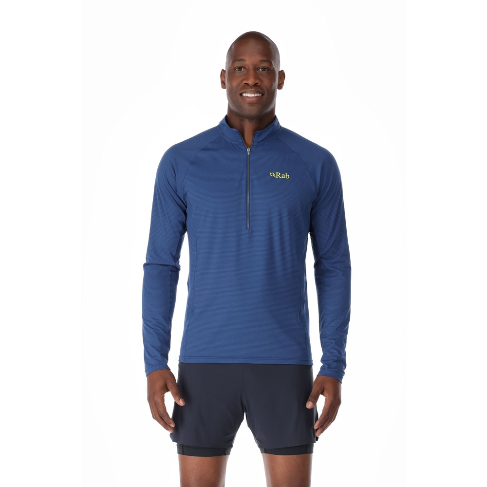 Rab Rab Sonic Long Sleeve Zip QBL-03-NFB shirts en tops Rab Sonic Long Sleeve Zip Nightfall Blue QBL-03-NFB shirts en tops online bestellen bij Kathmandu Outdoor & Travel