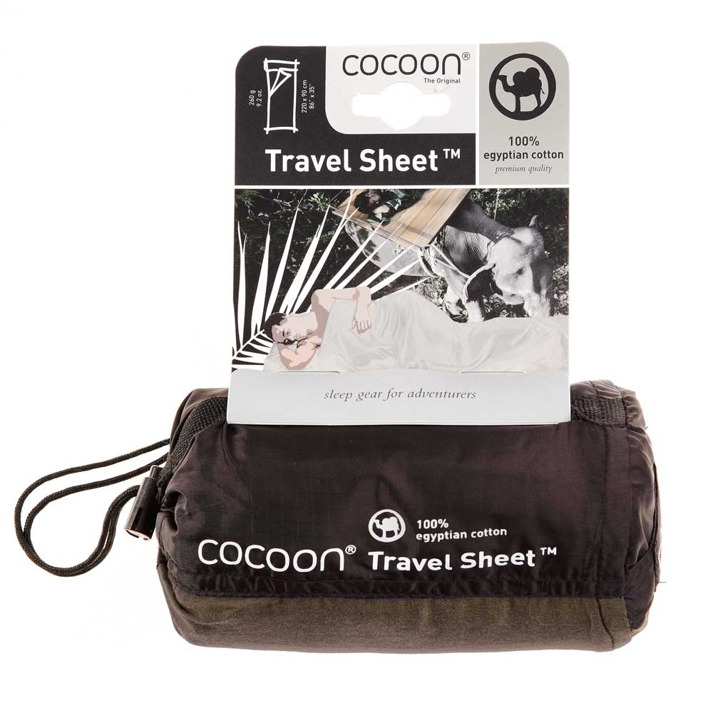 Cocoon Cocoon Travelsheet, 100% Egyptian Cotton CECT25 lakenzakken en liners Cocoon Travelsheet, 100% Egyptian Cotton Khaki CECT25 lakenzakken en liners online bestellen bij Kathmandu Outdoor & Travel