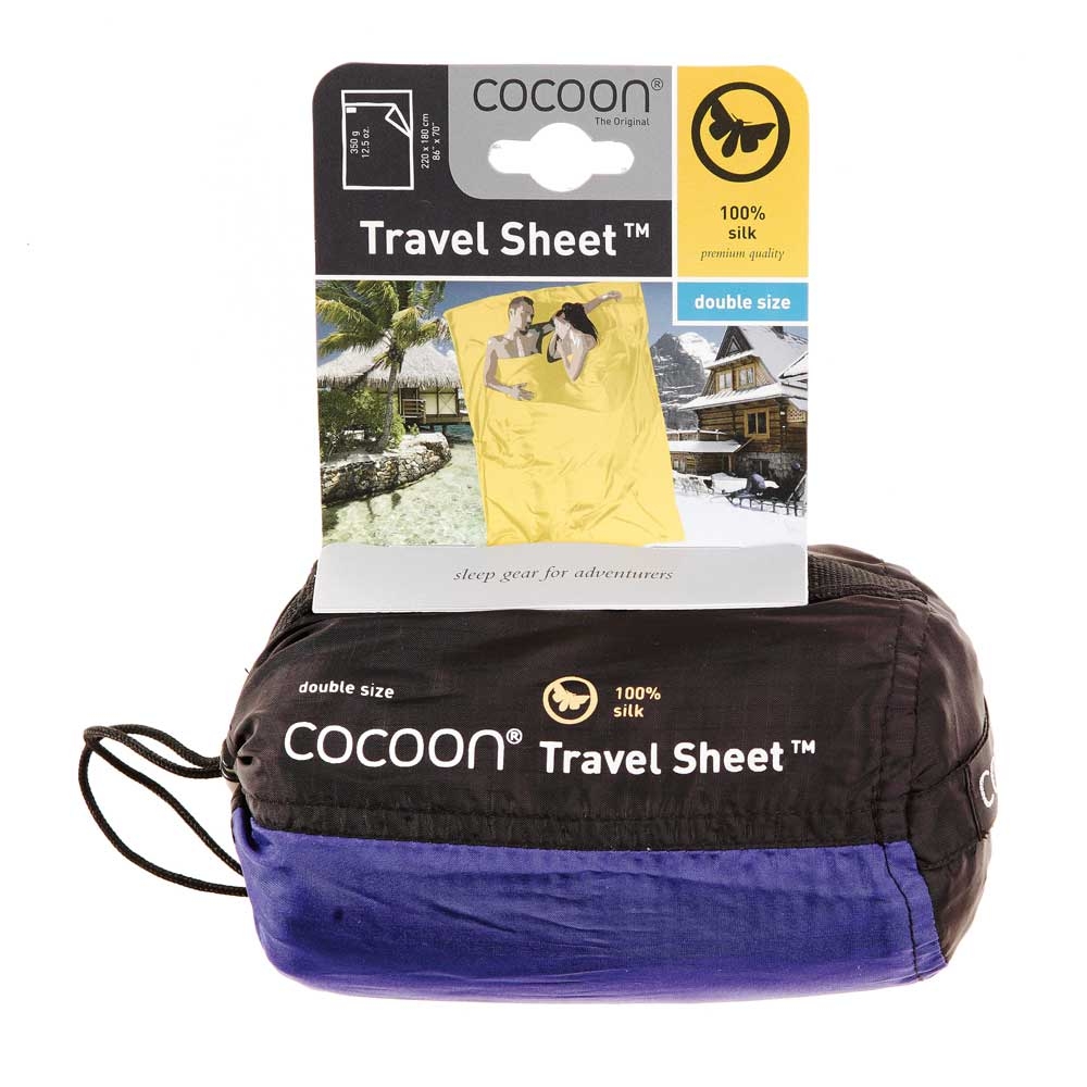 Cocoon Cocoon Travelsheet Double, 100% Silk CSD24/80 lakenzakken en liners Cocoon Travelsheet Double, 100% Silk Tuareg / Ult blue CSD24/80 lakenzakken en liners online bestellen bij Kathmandu Outdoor & Travel