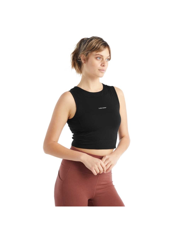 Icebreaker ZoneKnit Cropped Bra-Tank Women's Black Icebreaker ZoneKnit Cropped Bra-Tank Women's Black