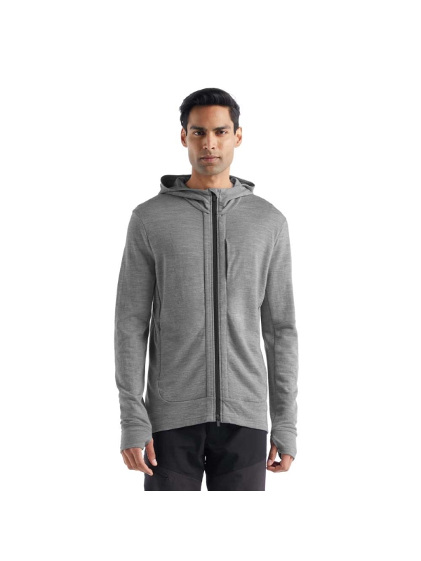 Icebreaker Quantum III Long Sleeve Zip Hood Metro HTHR/Black Icebreaker Quantum III Long Sleeve Zip Hood Metro HTHR/Black