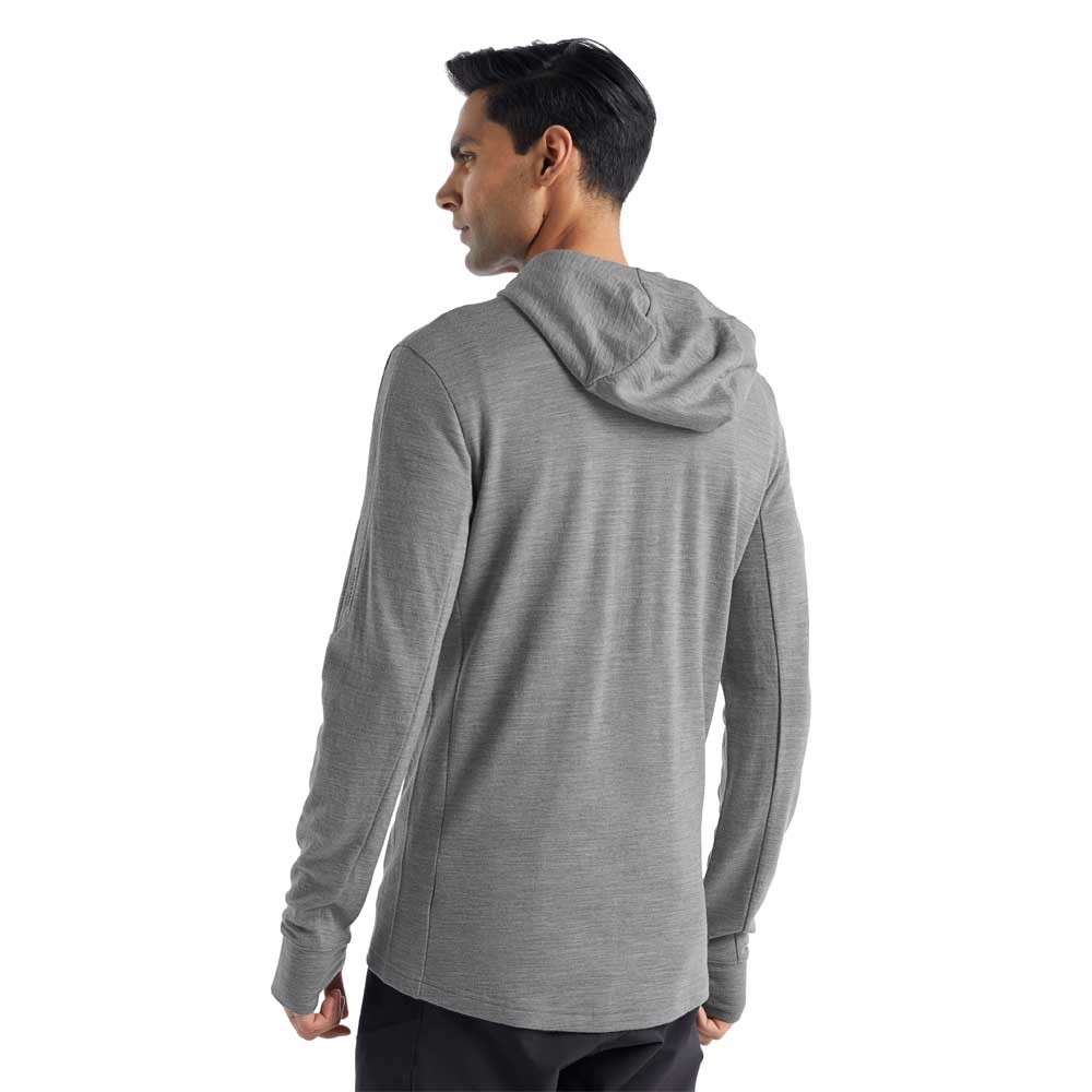 Icebreaker Quantum III Long Sleeve Zip Hood Metro HTHR/Black 0A59JX-IB056 fleeces en truien online bestellen bij Kathmandu Outdoor & Travel