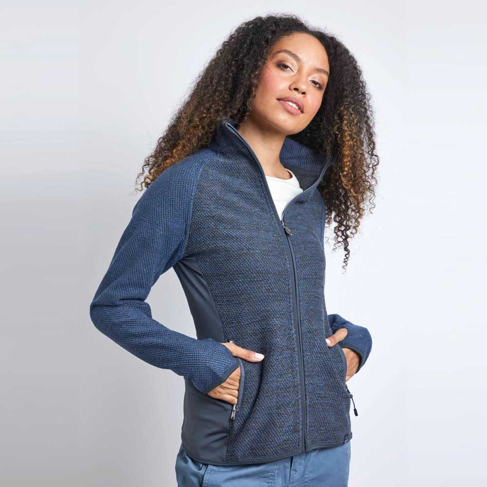 Weird Fish Alivia Full Zip Active Macaroni Women's Dark Blue 19153-062 fleeces en truien online bestellen bij Kathmandu Outdoor & Travel