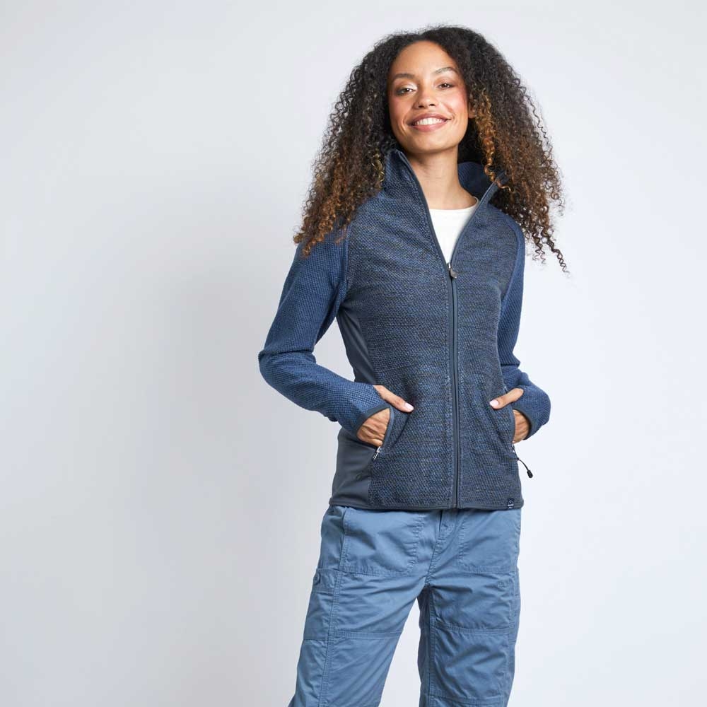 Weird Fish Alivia Full Zip Active Macaroni Women's Dark Blue 19153-062 fleeces en truien online bestellen bij Kathmandu Outdoor & Travel