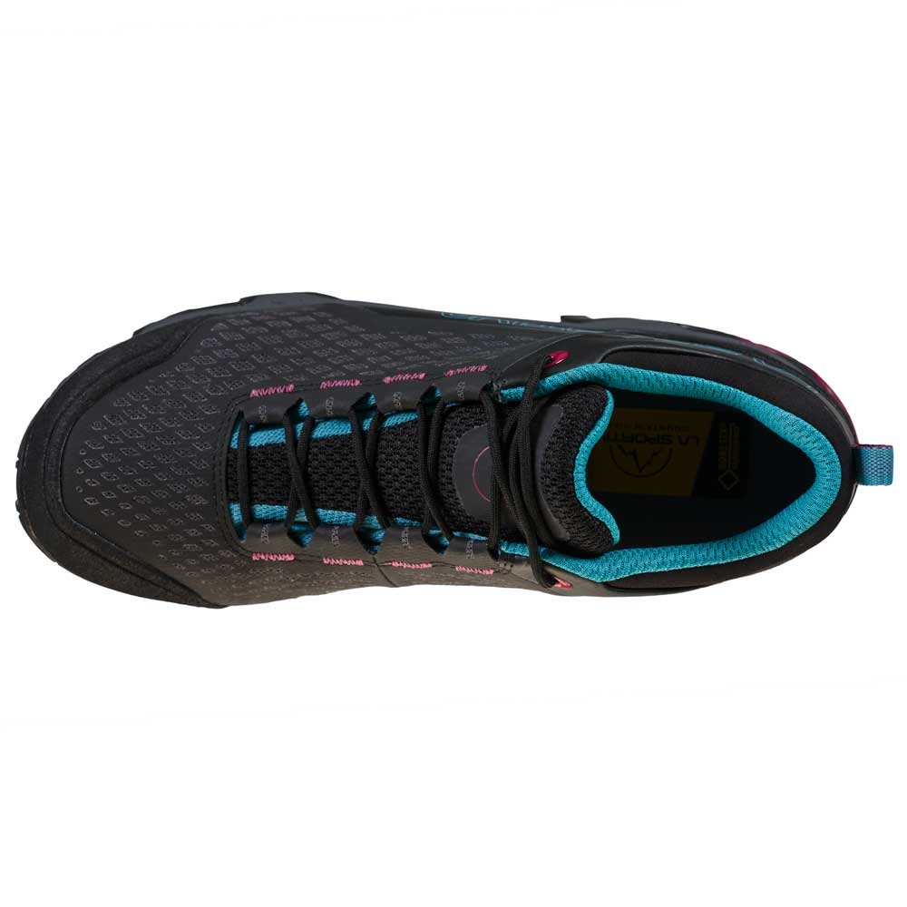 La Sportiva La Sportiva Spire GTX Surround Women's 24C999624 wandelschoenen dames La Sportiva Spire GTX Surround Women's Black / Topaz 24C999624 wandelschoenen dames online bestellen bij Kathmandu Outdoor & Travel