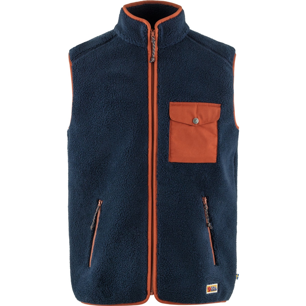 Fjällräven Fjällräven Vardag Pile Fleece Vest 87073-560-215 jassen Fjällräven Vardag Pile Fleece Vest Navy-Autumn Leaf 87073-560-215 jassen online bestellen bij Kathmandu Outdoor & Travel