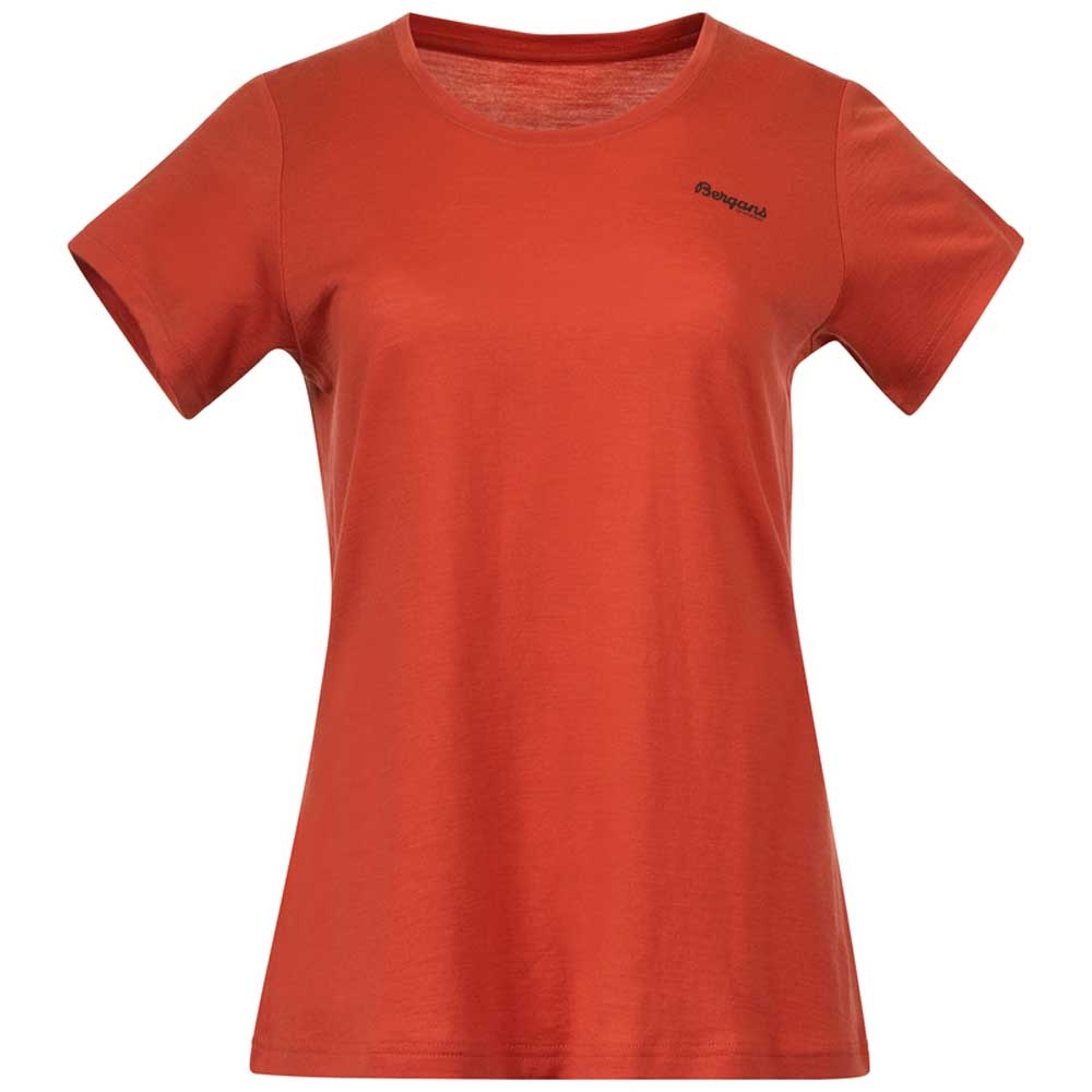 Bergans Graphic Wool Tee Women's Brick/Solid Charcoal 6879-Brick/Solid Cha shirts en tops online bestellen bij Kathmandu Outdoor & Travel