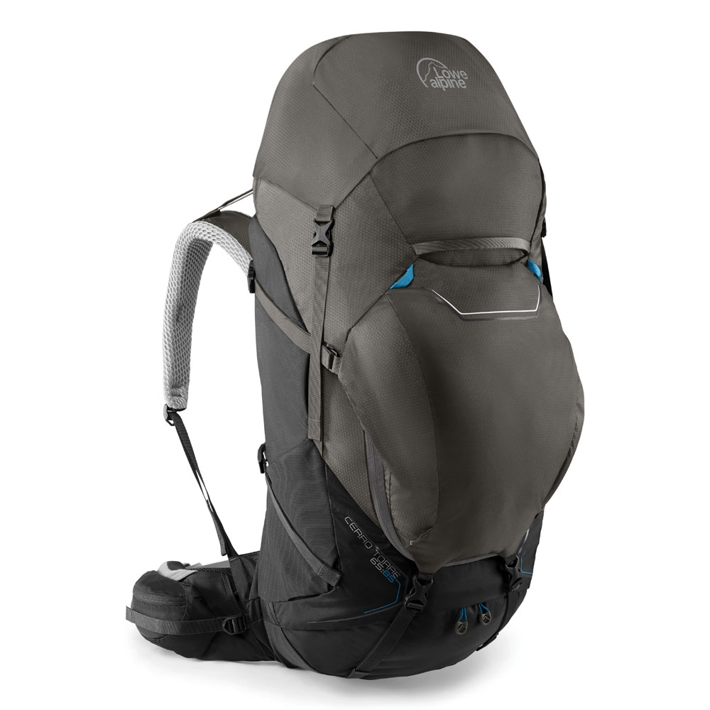 Lowe Alpine Cerro Torre 65:85 M-L Black / Greyhound FBQ-01-BL-65 trekkingrugzakken online bestellen bij Kathmandu Outdoor & Travel